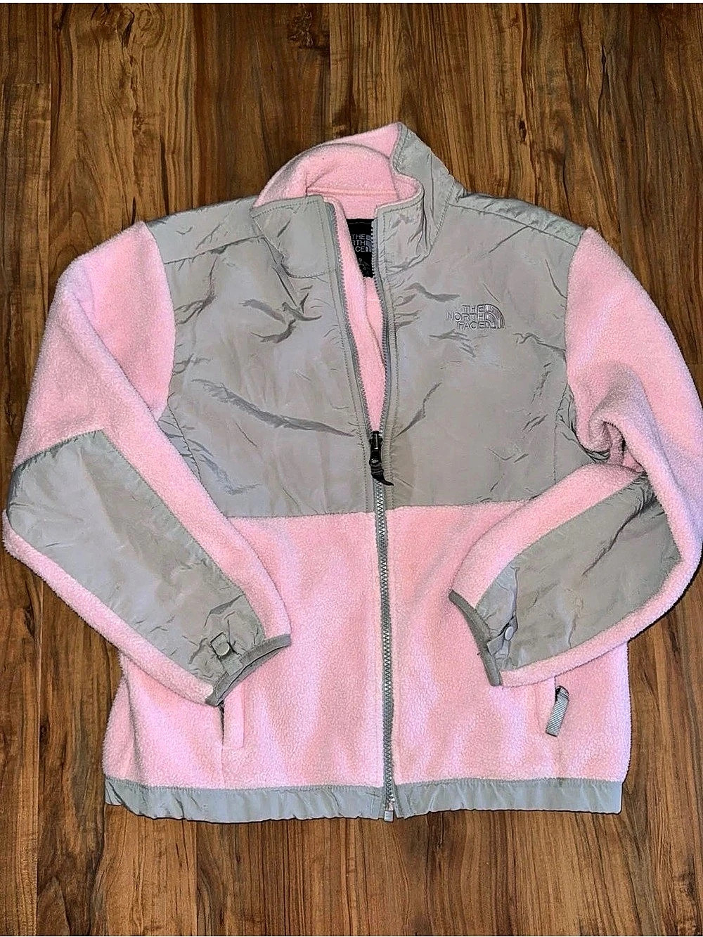 The North Face Pink & Gray Fleece Jacket youth medium
